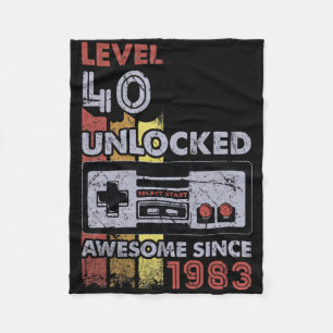 Stufe 40 Unverriegelter Gamer 40. Geburtstagsgesch Fleecedecke