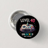 Stufe 40 Unverriegeltes Gaming Stil 40. Geburtstag Button (Vorne & Hinten)