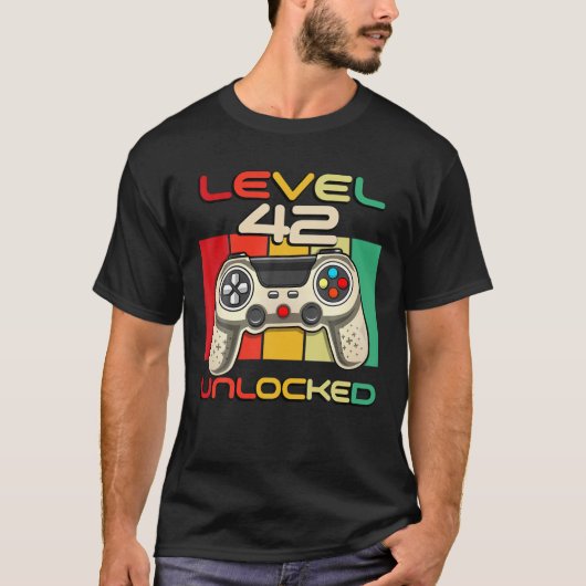 Stufe 42 Unverriegelter Videogamer Geboren 1979 42 T-Shirt (Vorderseite)
