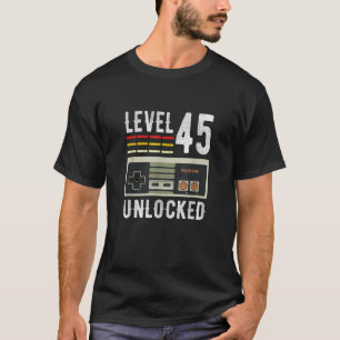 Stufe 45 Unverriegelter GeburtstagsvideoGamer 45. T-Shirt