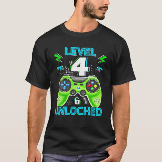 Stufe 4 Entsperrte Geburtstagskinder 4. Videospiel T-Shirt