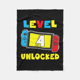 Stufe 4 Freigeschaltet 4. Geburtstags-Shirt Videos Fleecedecke