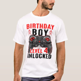 Stufe 4 Unverschlossener Geburtstag Junge 4 Jahre  T-Shirt