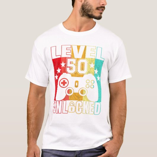 Stufe 50 Unverriegelte 50 Jahre BDay-Männer T-Shirt (Vorderseite)