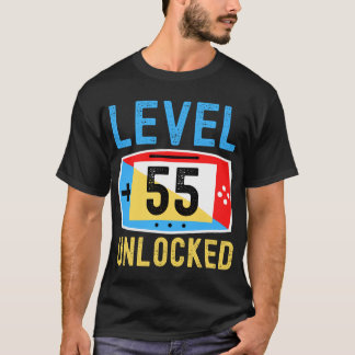 Stufe 55 unverschlossener Gamer 55. Geburtstag T-Shirt