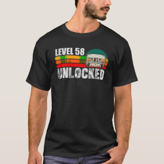 Stufe 58 Ungesperrte Videospiele 58. Geburtstag T  T-Shirt