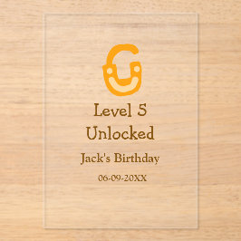 Stufe 5 entsperrtes Schloss orange braun Geburtsta Acryleinladungen