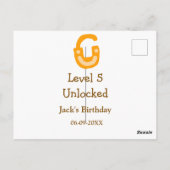 Stufe 5 entsperrtes Schloss orange braun Geburtsta Postkarte (Rückseite)