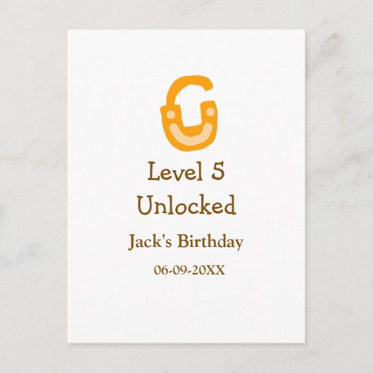 Stufe 5 entsperrtes Schloss orange braun Geburtsta Postkarte (Vorderseite)