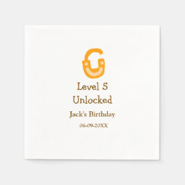 Stufe 5 entsperrtes Schloss orange braun Geburtsta Serviette