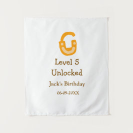 Stufe 5 entsperrtes Schloss orange braun Geburtsta Wandteppich