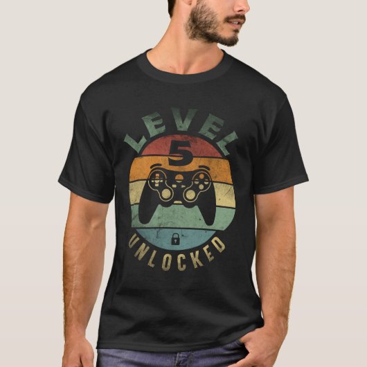Stufe 5 Ungesperrter Funny Video Gamer 5. Geburtst T-Shirt (Vorderseite)