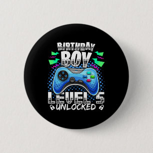 Stufe 5 Unverriegeltes Videospiel 5. Geburtstag Gi Button