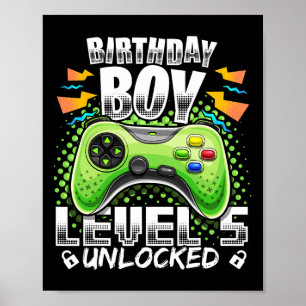 Stufe 5 Unverriegeltes Videospiel 5. Geburtstag Gi Poster