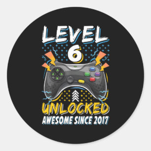Stufe 6 Ungesperrter Gamer 6. Tag 6 Runder Aufkleber