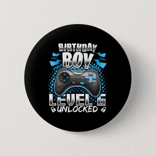 Stufe 6 Unverriegeltes Videospiel 6. Geburtstag Gi Button (Vorderseite)