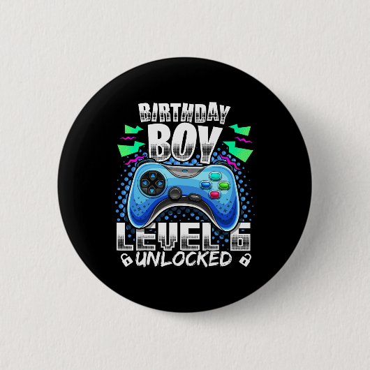 Stufe 6 Unverriegeltes Videospiel 6. Geburtstag Gi Button (Vorderseite)