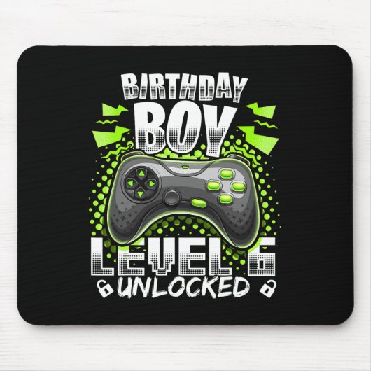 Stufe 6 Unverriegeltes Videospiel 6. Geburtstag Gi Mousepad (Vorne)