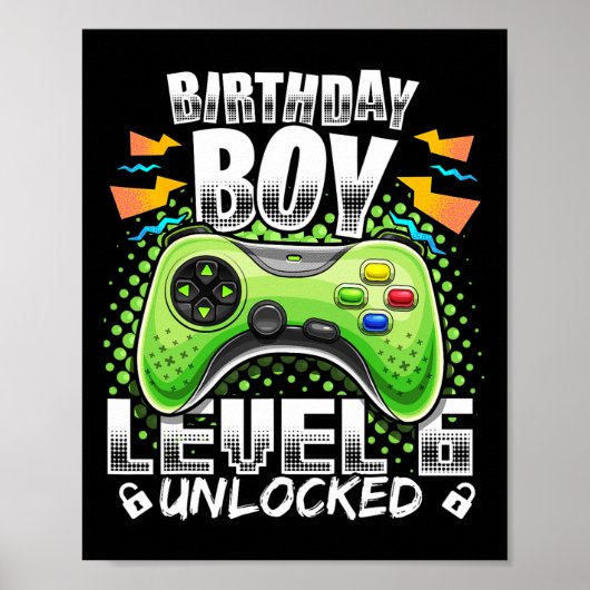 Stufe 6 Unverriegeltes Videospiel 6. Geburtstag Gi Poster (Vorne)