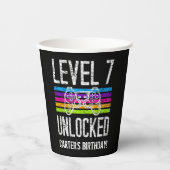 Stufe 7 Unverschlossen 7. Geburtstag Personalisier Pappbecher (Vorderseite)