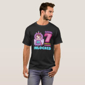 Stufe 7 Unverschlossen, Einhorn Gamer Girl Geburts T-Shirt (Vorne ganz)