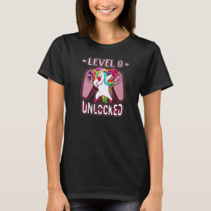 Stufe 8 Entsperrte Entlüftung Rosa Einhorn Gamer 8 T-Shirt