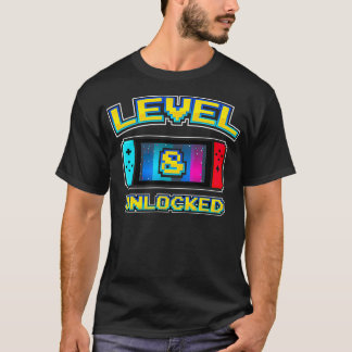 Stufe 8 Entsperrter Geburtstagskind 8 Jahre alter T-Shirt