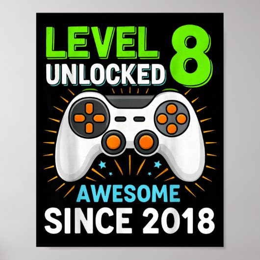 Stufe 8 freigeschaltet awesome seit 2018 gaming Ge Poster (Vorne)