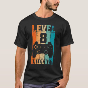 Stufe 8 Unverriegelter Videospiel 8. Geburtstag 1 T-Shirt