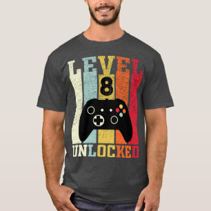 Stufe 8 Unverschlossenes lustiges Video 8. Geburts T-Shirt