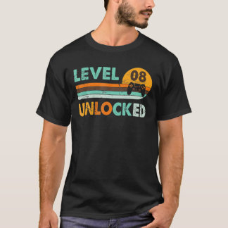 Stufe 8 Unverschlossenes Retro-Videospiel 8 Jahre  T-Shirt