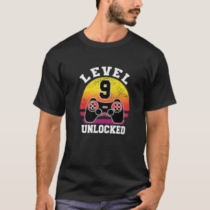 Stufe 9 Unverschlossene 9 Jahre alter Retro 80er 9 T-Shirt
