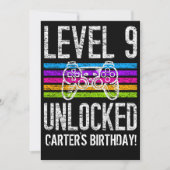 Stufe 9 Unverschlossener 9. Geburtstag Personalisi Einladung (Vorderseite)