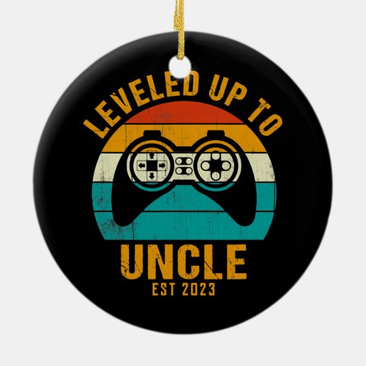 Stufe bis Onkel 2023 Funny bald Onkel Keramik Ornament (Hinten)