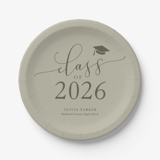Stufe Grüne Klasse 2025 Absolventen Pappteller (Vorderseite)