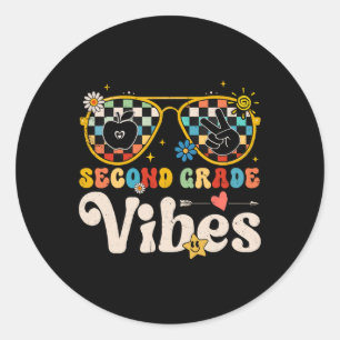 Stufe Vibes - Team der zweiten Klasse Retro 1. Tag Runder Aufkleber