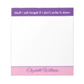Stuff I will forget name pink purple Notizblock (Vorderseite)