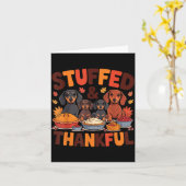Stuffed And Thankful Dachshund Funny Thanksgiving Karte (Gelbe Blume)