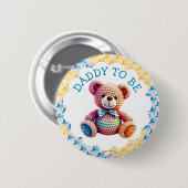 Stuffed Animals Boy's | Dad To Be Baby Shower Button (Vorne & Hinten)