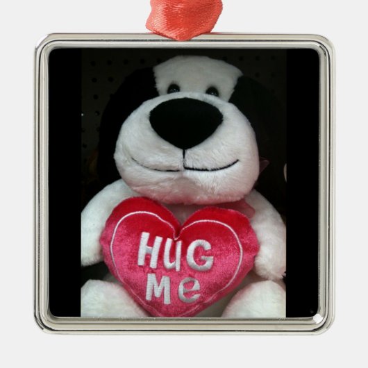 STUFFED HUND SAGT "HUG ME" ORNAMENT (Vorne)