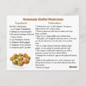 Stuffed Mushroom Recipe Card Postkarte (Rückseite)