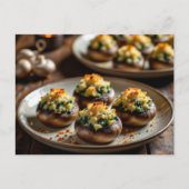 Stuffed Mushroom Recipe Card Postkarte (Vorderseite)