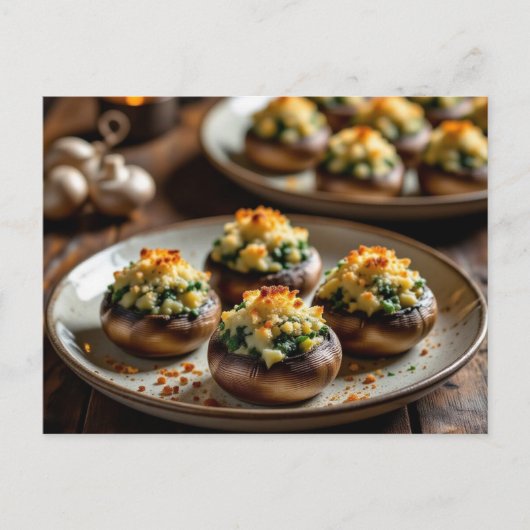 Stuffed Mushroom Recipe Card Postkarte (Vorderseite)