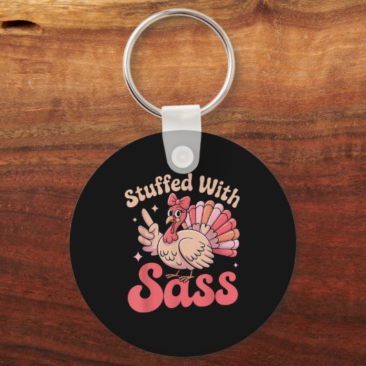 Stuffed With S Turkey Cute Nk Coquette Thanksgivin Schlüsselanhänger (Vorderseite)