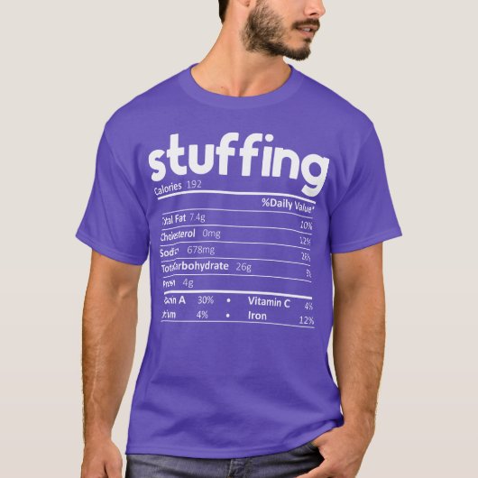 Stuffing Food Nutrition Facts Funnyhanksgiving vin T-Shirt (Vorderseite)