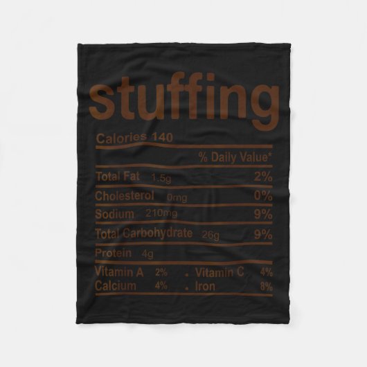 Stuffing Nutrition Facts Funny Thanksgiving Food C Fleecedecke (Vorderseite)
