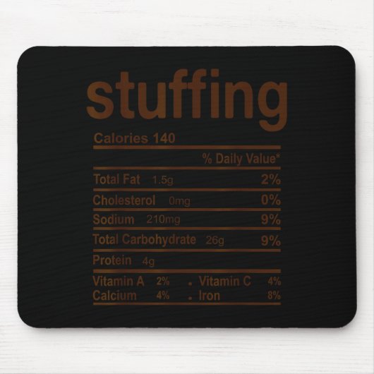 Stuffing Nutrition Facts Funny Thanksgiving Food C Mousepad (Vorne)