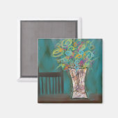 Stuhl mit ausdrucksvoller Bouquet Original Art Magnet (Vorderseite/Rückseite)
