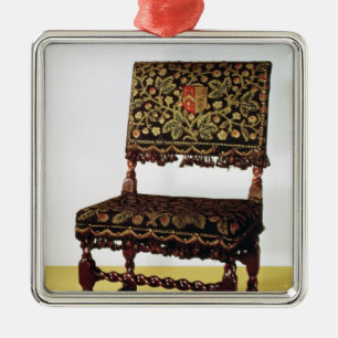 Stuhl mit gewundenen Bahren, Ende des 17. Ornament Aus Metall