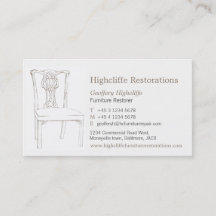Stuhl-Wiederherstellungs-Visitenkarte der Möbel